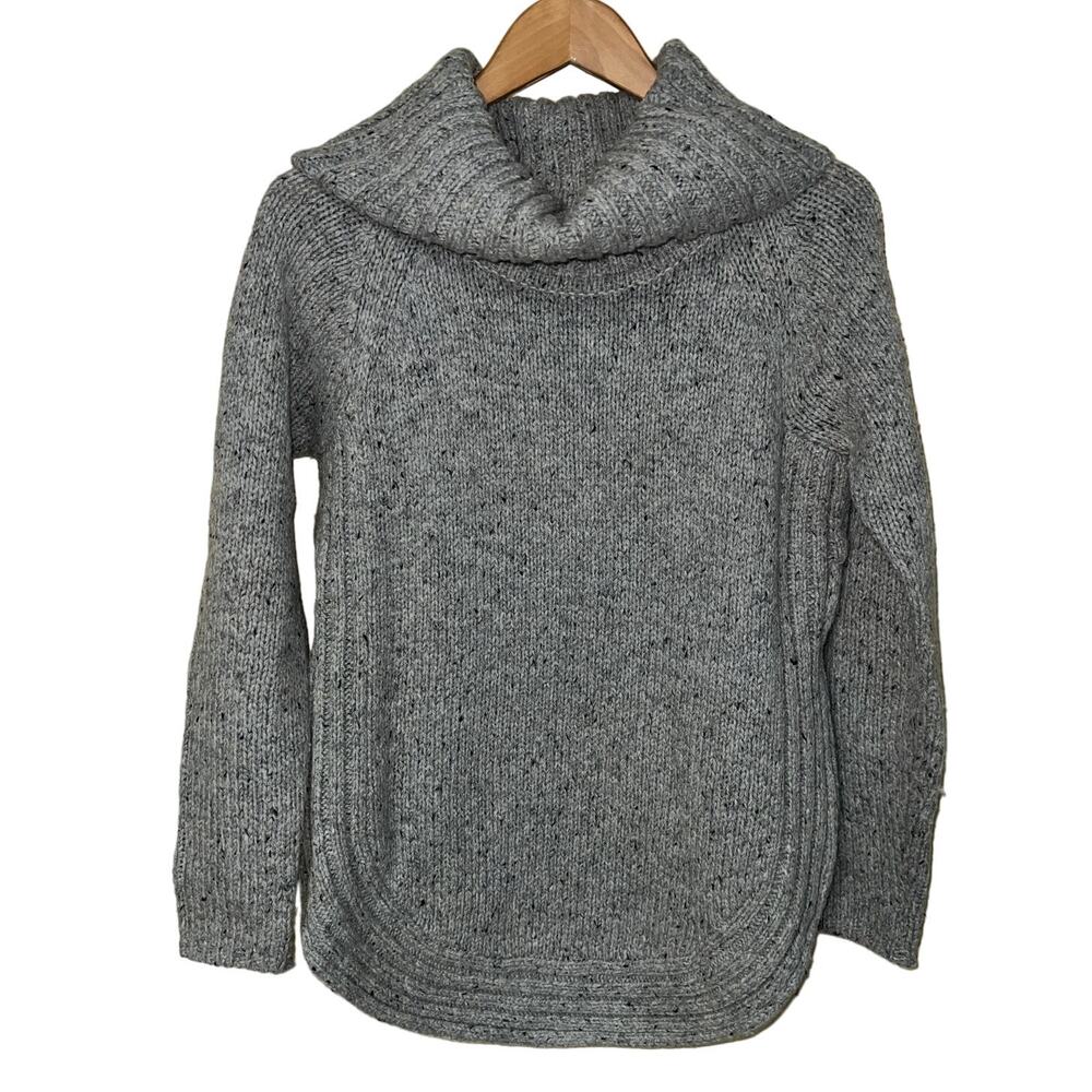 Wool Blend Medium Cynthia Rowley Curvy Hem Cowl Neck Sweater Side Zip Gray